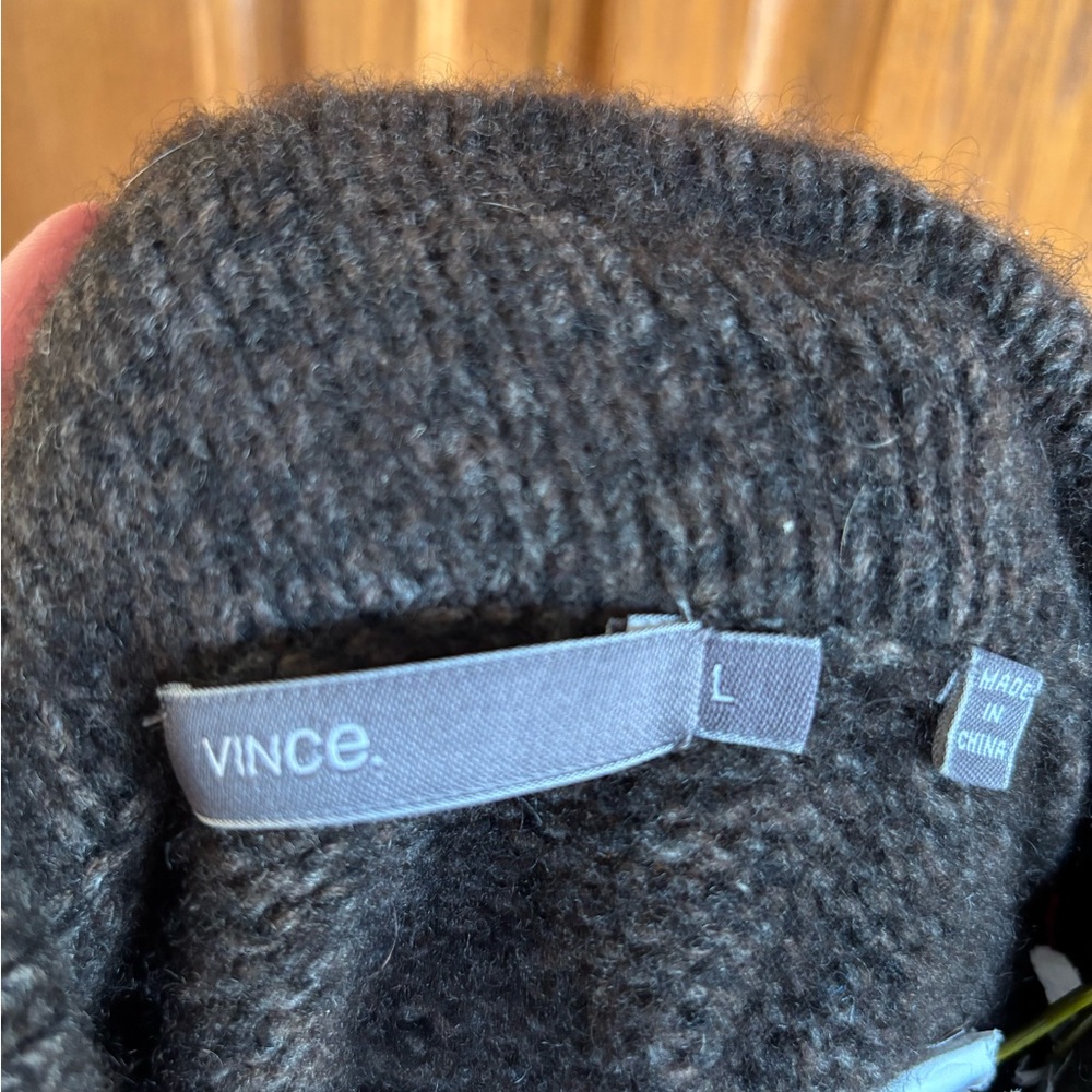 Vince Dark Brown Wool Blend Shawl Collar Cardigan - Picture 7 of 11